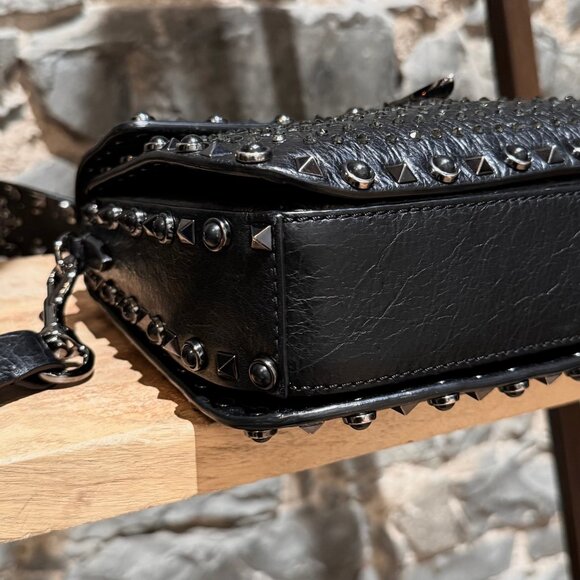 Valentino Black Star Crystal Rolling Rockstud Crossbody Bag - Picture 8 of 16